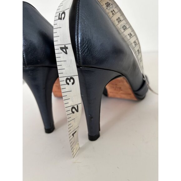 Antonio Melani Heels 6 Leather Peep Toe Knot Front Preppy Quiet Luxury Old Money - Picture 9 of 14